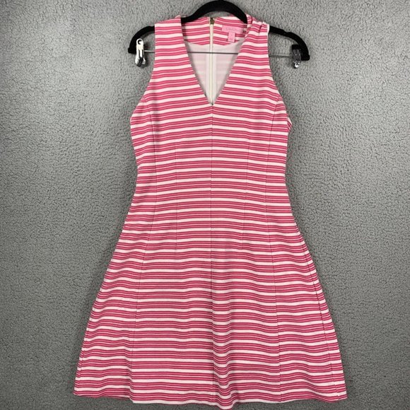 Lilly Pulitzer Dresses & Skirts - Lilly Pulitzer Dress Women's Small Pink White Brielle Striped Polyester Cotton